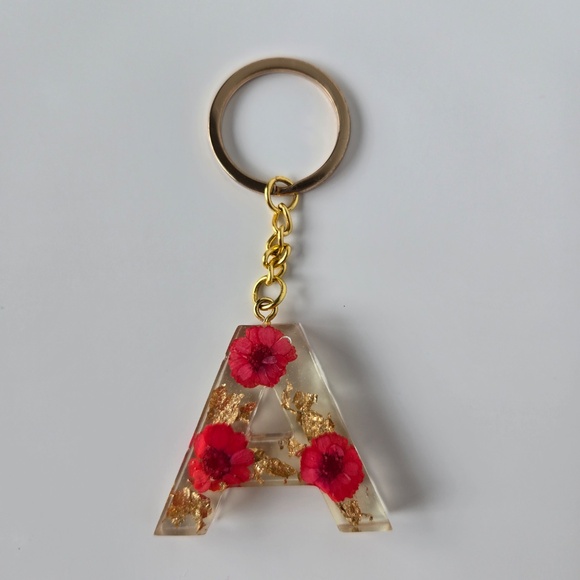 Gray Pom-Pom, Red Floral Letter “A” & Red Spike Keychains(3 Set) 🌺(2 for $10) - Picture 12 of 17